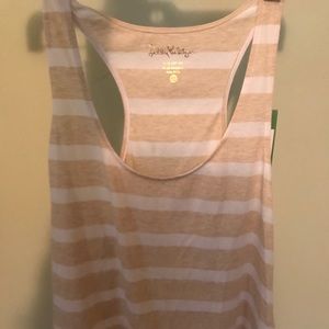 Lilly Pulitzer white/tan tank with Pom Poms NWT